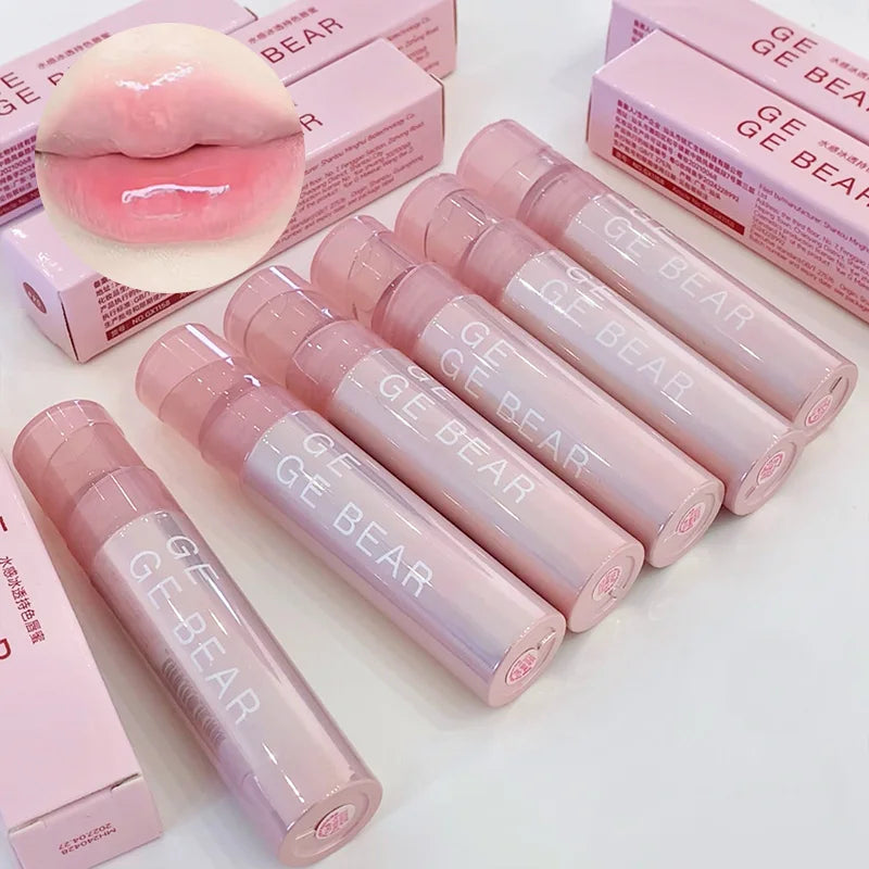 Brillo labial en gel Gege Bear Water: hidratante, brillo cristalino con color de larga duración y acabado natural.