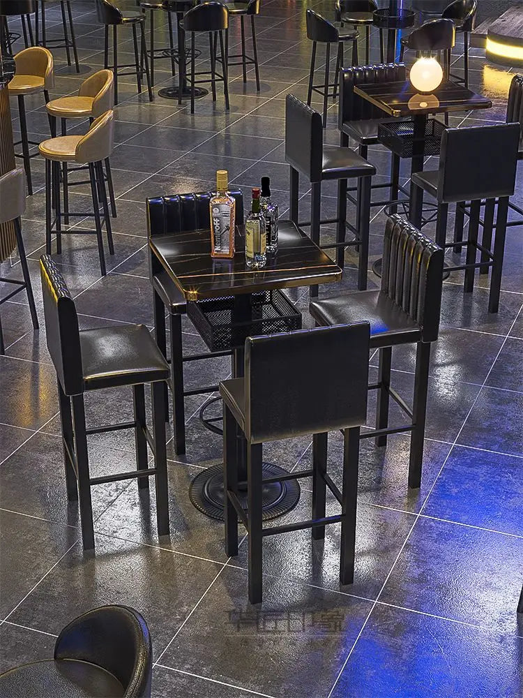Modern Vintage Bar Stools: Iron Base Stools + Distressed Wood Tables Retro Pub Stools & High-Top Tables – Industrial Bar