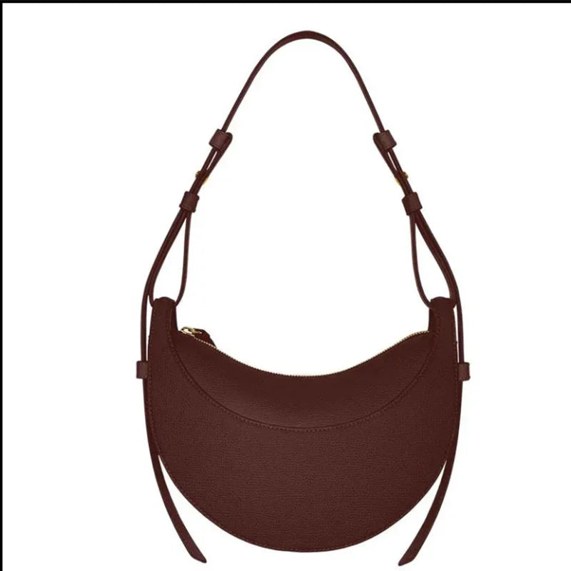 Bolso de hombro de moda para mujer 2026, bolso en forma de media luna, bolso bandolera con cremallera de diseño exclusivo.