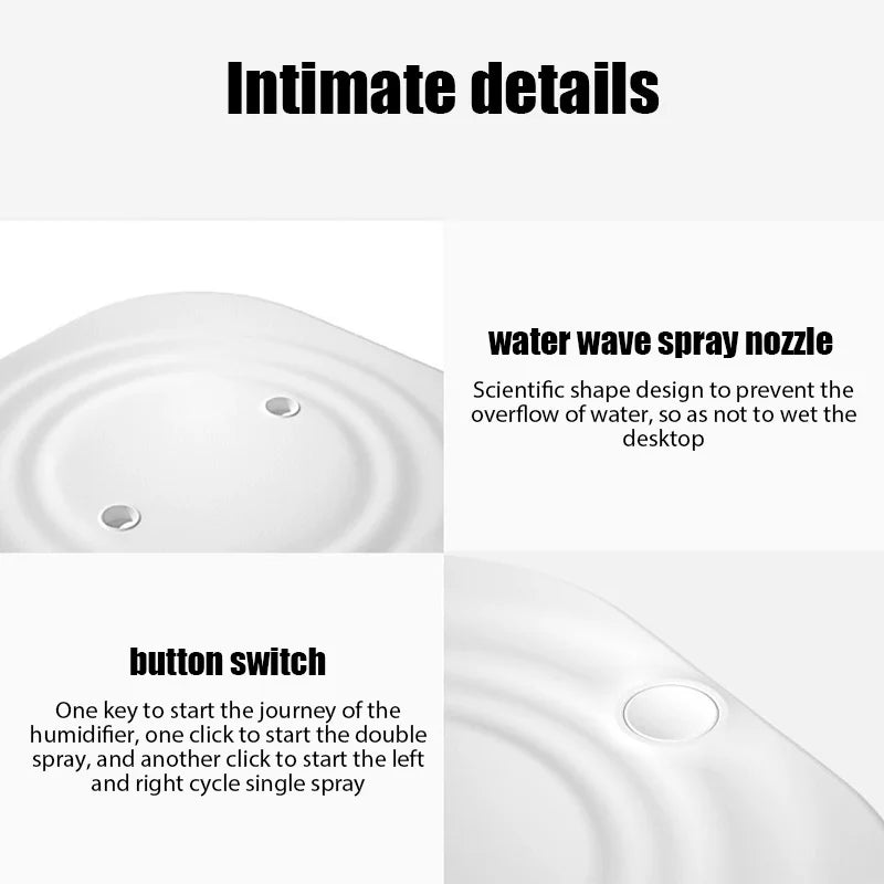 Humidificador de doble pulverización de gran capacidad de 2 litros USB para el hogar, la oficina y el escritorio, difusor de aroma, purificador de niebla, aceite esencial, humidificador de aire
