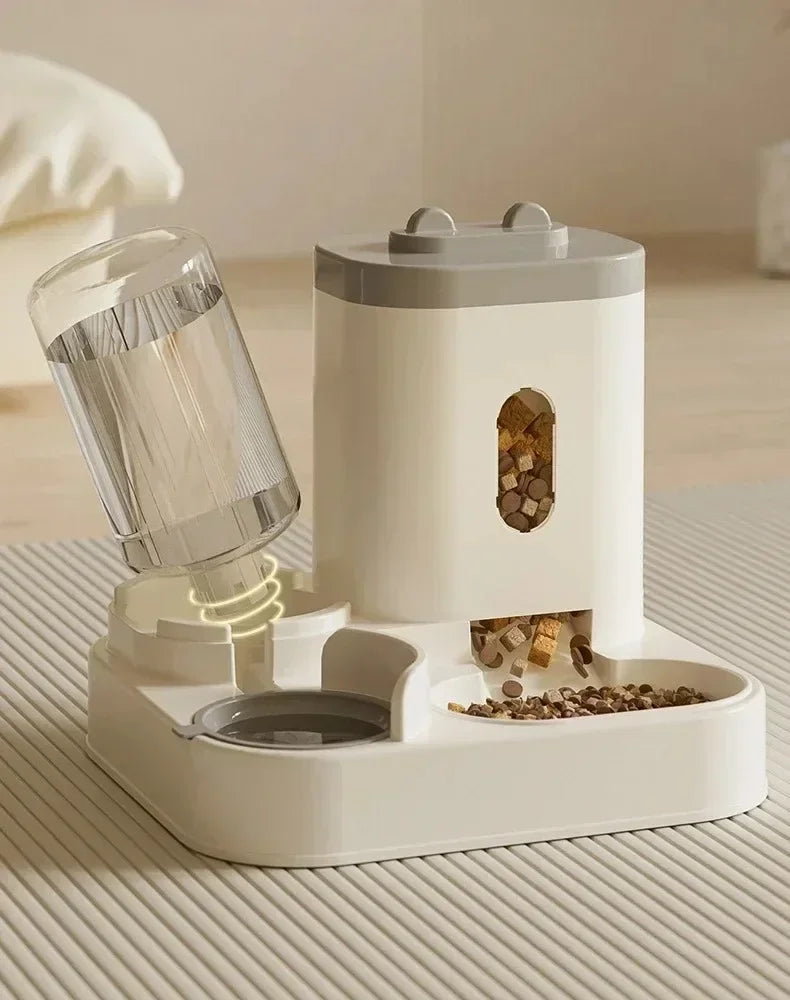Comedero automático para perros y gatos con bebedero, dispensador de comida de gran capacidad y accesorios para cachorros y mascotas.