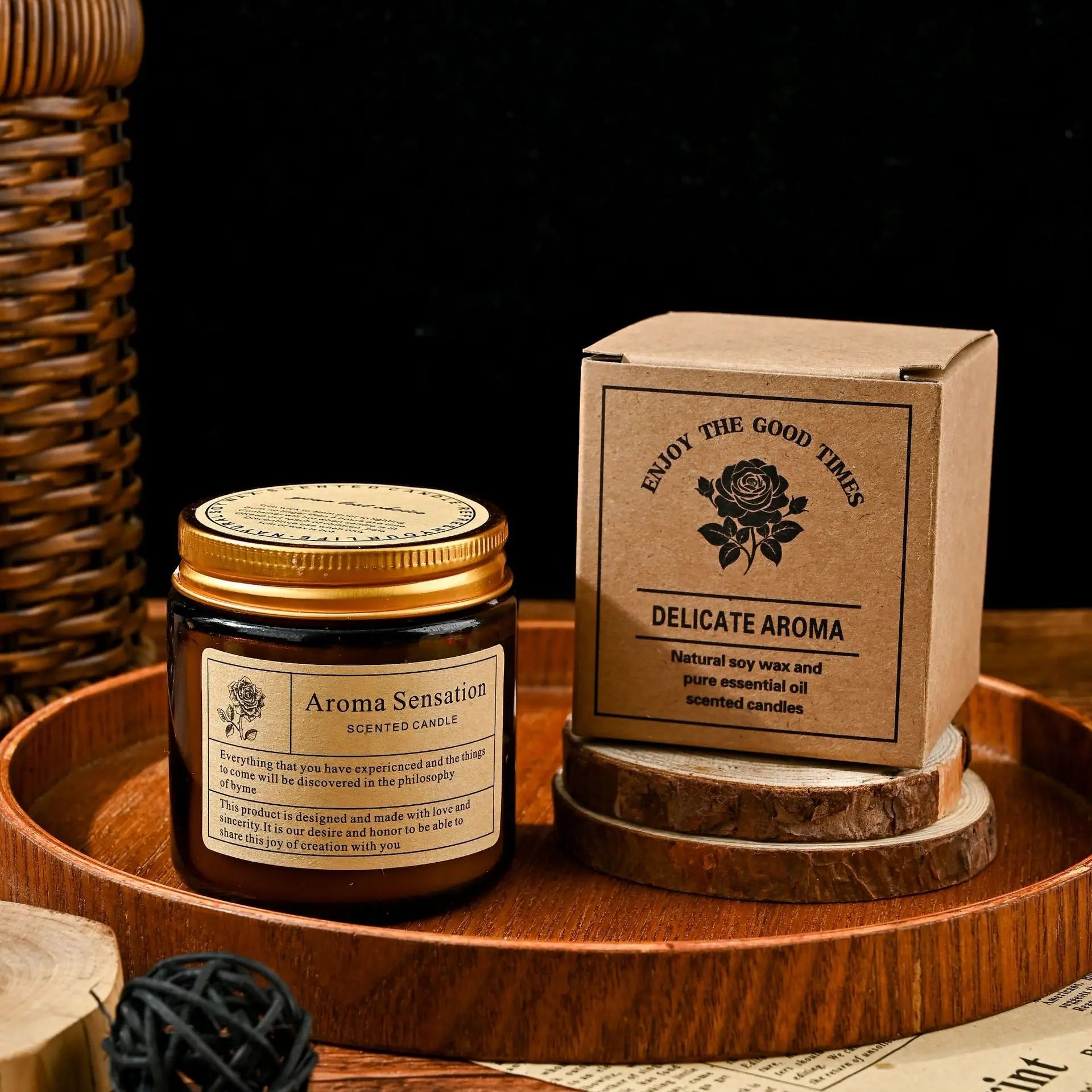 Vela aromática de vidrio ámbar de producción limitada - Vela romántica vintage sin humo para decoración de mesas de jardín y fiestas en el hogar