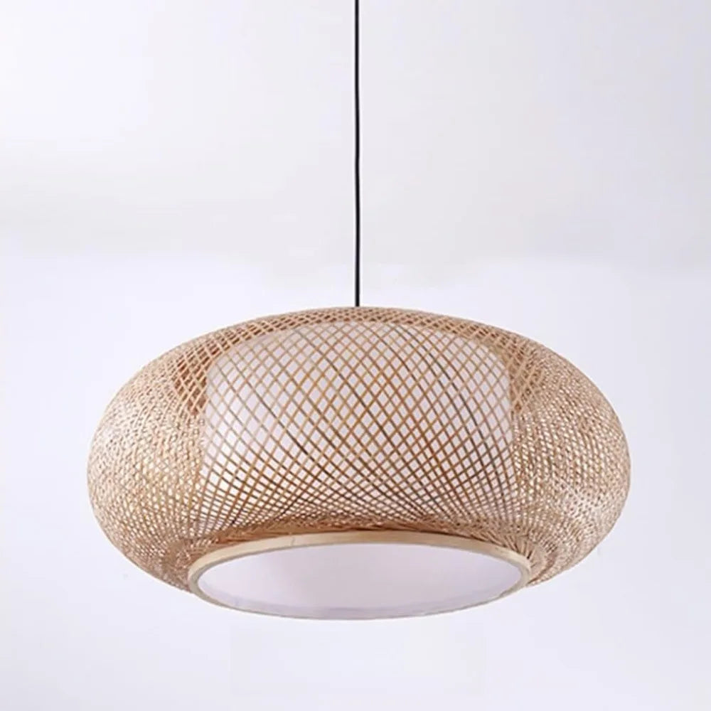 Lámparas colgantes antiguas de bambú tejido, 40/50 cm, lámpara de techo colgante de bambú tejida a mano, estilo chino, casquillo E27.