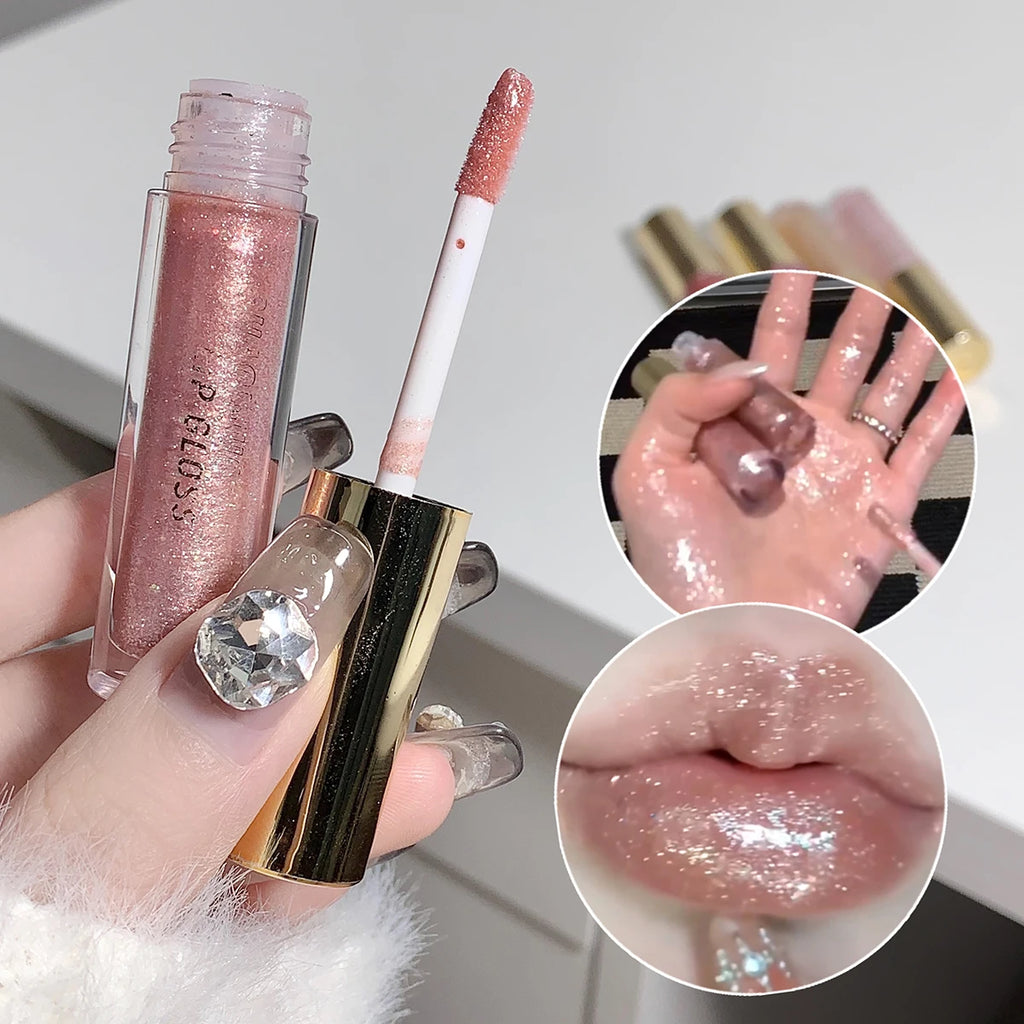 Brillo labial hidratante, voluminizador y brillante, glaseado labial con efecto espejo y brillo a base de agua, aceite labial hidratante para unos labios carnosos.