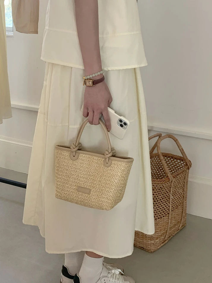 Bolso de hombro de paja para mujer, ideal para vacaciones de verano, con diseño retro. Bolsos cruzados portátiles para mujer, estilo cesta tejida.