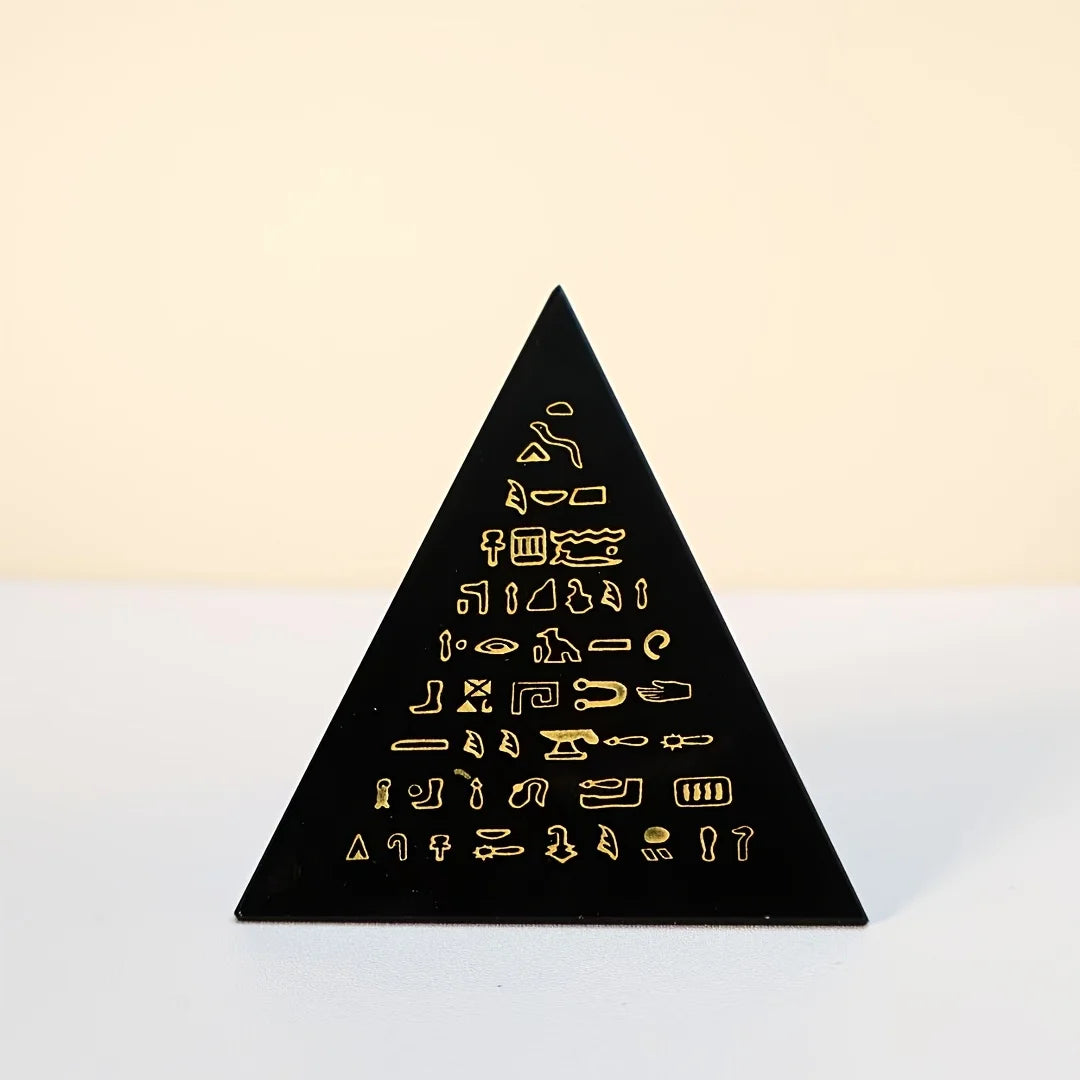 Adorno de pirámide de cristal con jeroglíficos del antiguo Egipto, decoración inspirada en la cultura histórica, ideal para coleccionistas y como regalo. Adorno de cristal para el hogar.