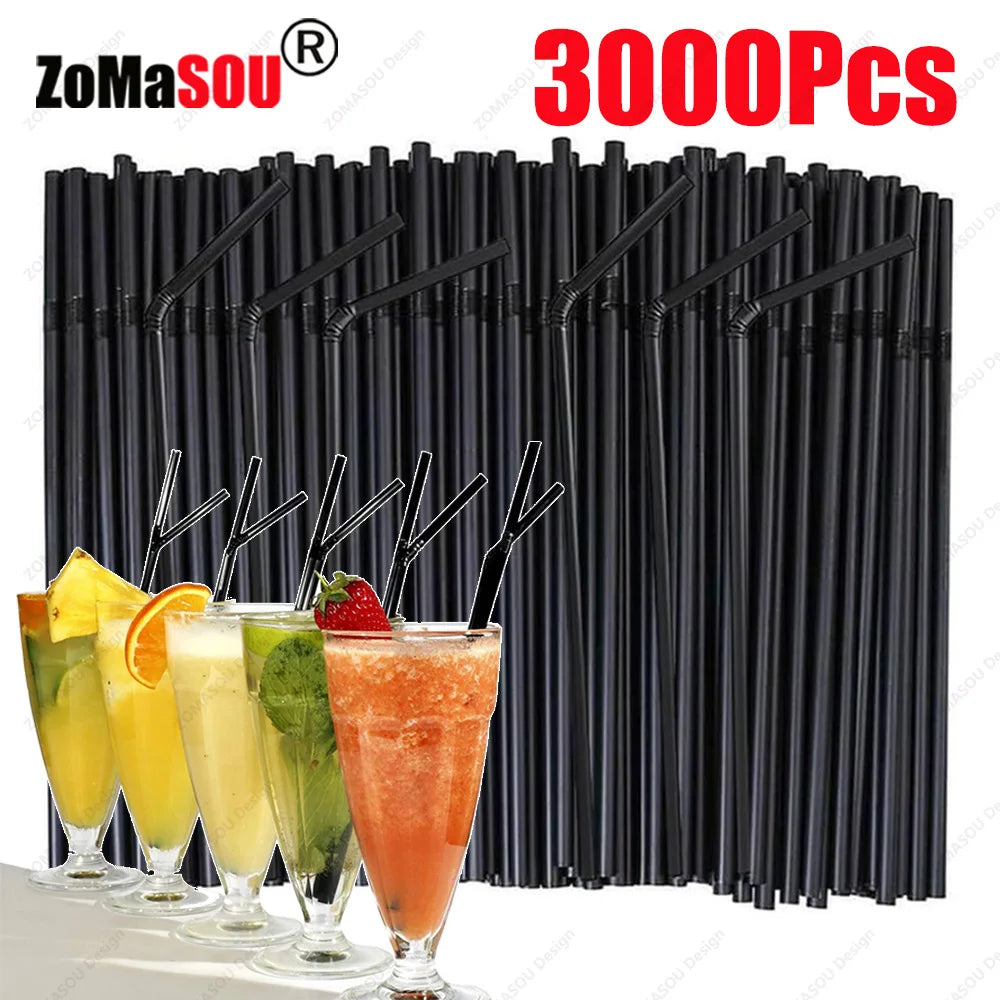 50-3000 unidades de pajitas negras y multicolores para bebidas, cócteles, fiestas, bodas, cocina, accesorios de cocina
