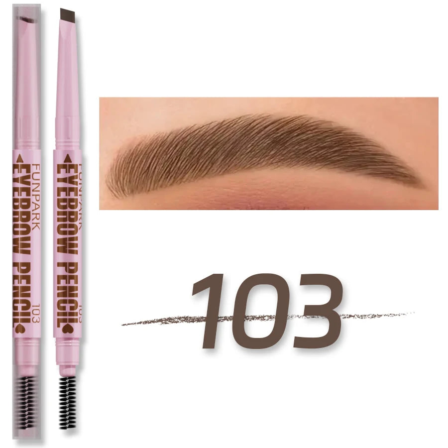 Lápiz de cejas 2 en 1, maquillaje profesional para mujer, 5 colores, resistente al agua, pincel para tatuaje de cejas, larga duración.
