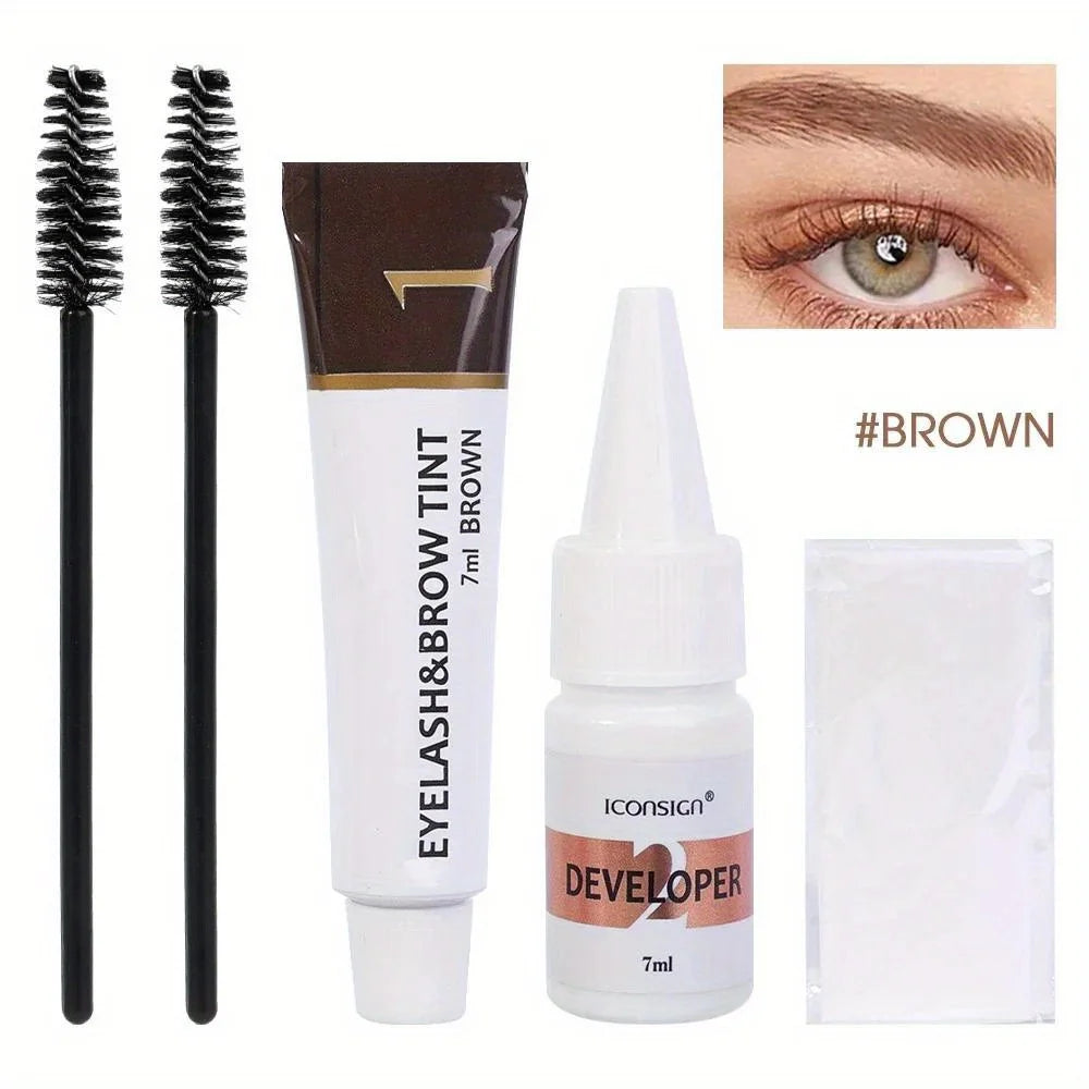 Kit 2 en 1 para teñir pestañas y cejas, herramienta de maquillaje profesional para colorear cejas y pestañas, ideal para uso diario.