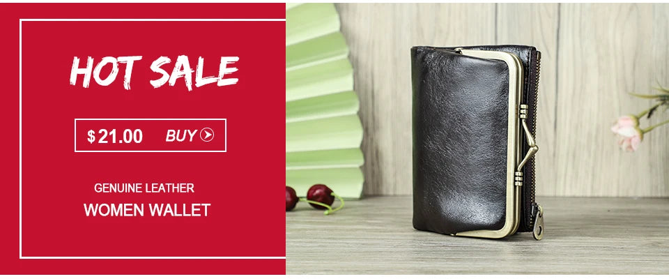 Carteras de cuero genuino Contact'S para mujer y hombre, cartera corta pequeña con bloqueo RFID, tarjetero, monedero rojo para mujer