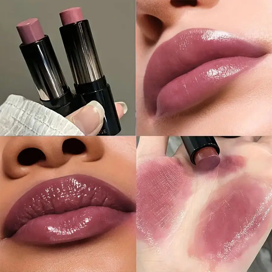 Labial rojo-marrón, labial hidratante resistente al agua, labial con efecto espejo, brillo labial, maquillaje natural de larga duración