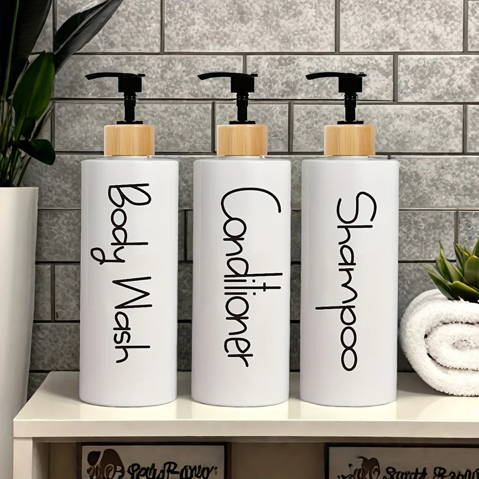 3 dispensadores de jabón para baño, reutilizables, con bomba manual, para gel de ducha y champú.