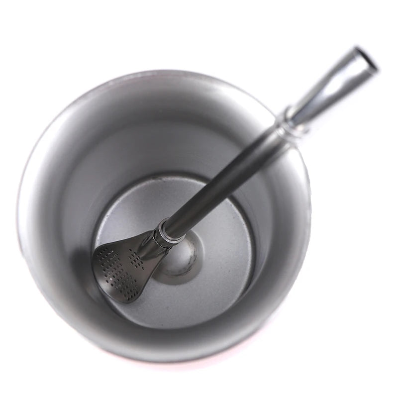 Juego de bombillas de 8 oz, calabaza para yerba mate, taza doble de acero inoxidable con cuchara y cepillo, aislamiento térmico antiescaldaduras.