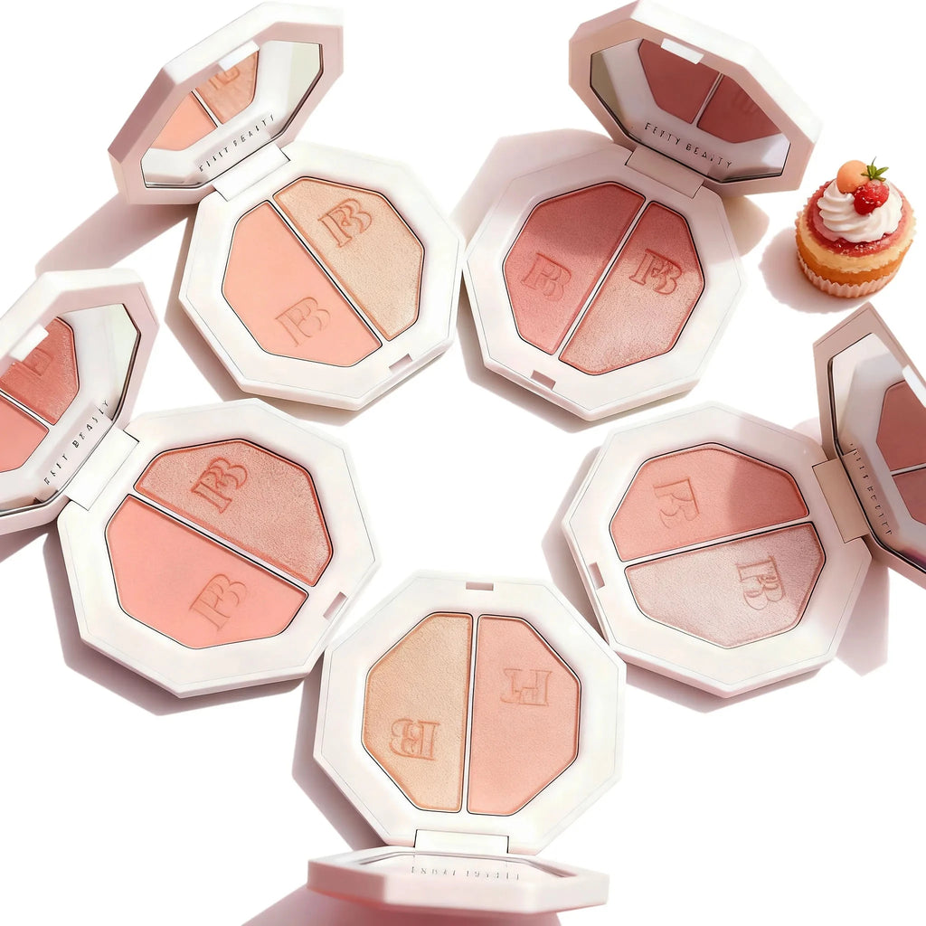 Fenty Beauty Paleta Iluminadora Facial De Alto Brillo, Barra De Contorno Natural, Polvo 3D De Diamante, Efecto Suavizante En Polvo