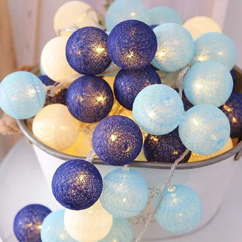 Guirnalda de bolas de algodón de 1,5/3 m, luces colgantes para Navidad, fiestas al aire libre, habitaciones infantiles, camas, luces de hadas, decoraciones para bodas.