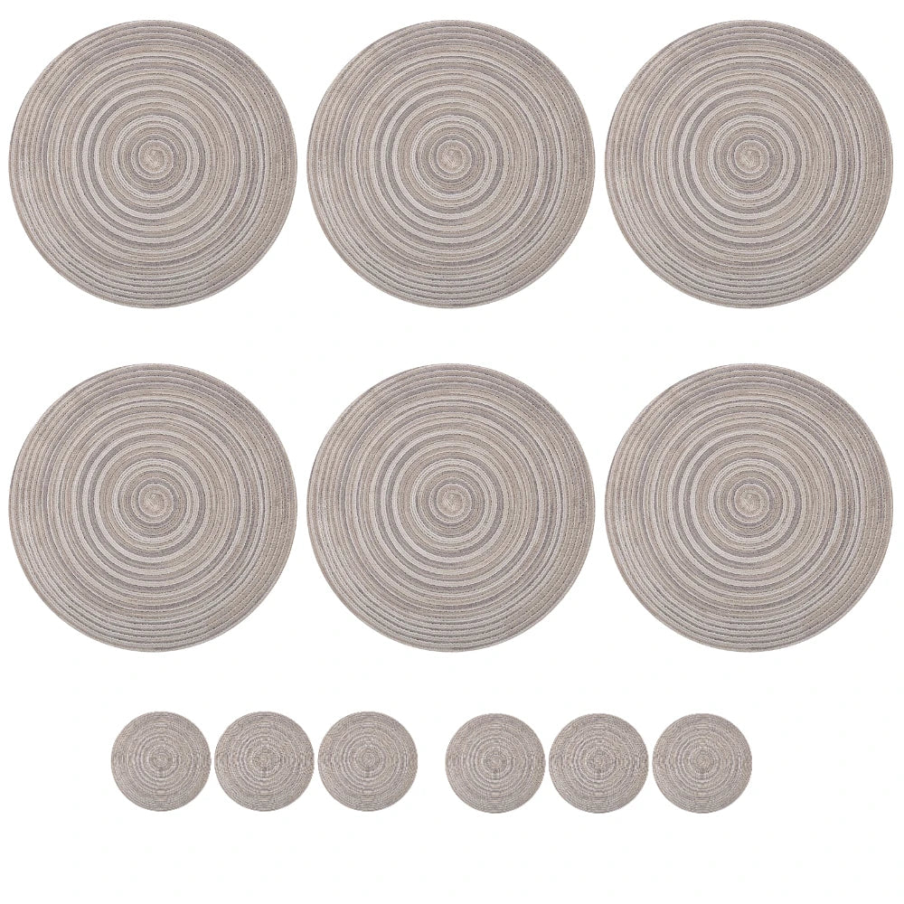 12 manteles individuales redondos trenzados lavables, antideslizantes, para mesa, vajilla, cuencos, decoración para el hogar y la cocina, posavasos.