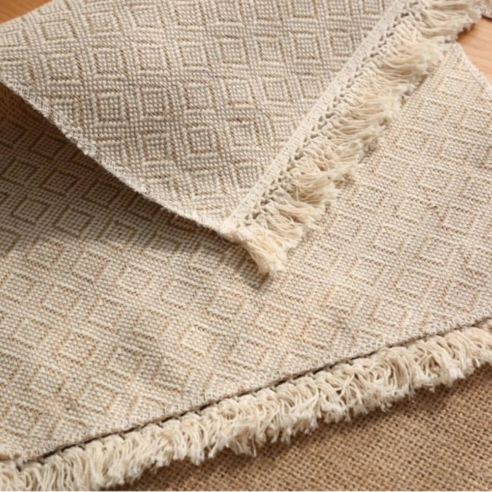 1 unidad de manteles individuales cuadrados creativos para mesa de comedor con encaje, de yute natural. Manteles individuales para mesa de comedor y cocina. Decoración de mesa de yute color caqui.