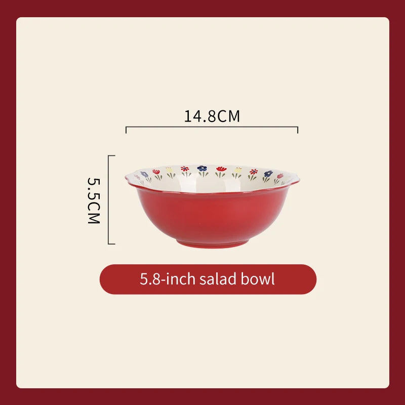 Vajilla de cerámica vintage de alta calidad: cuenco para sopa, plato para ensalada y plato para pasta. Apta para microondas. Juego de platos y cuencos de cerámica de colores.