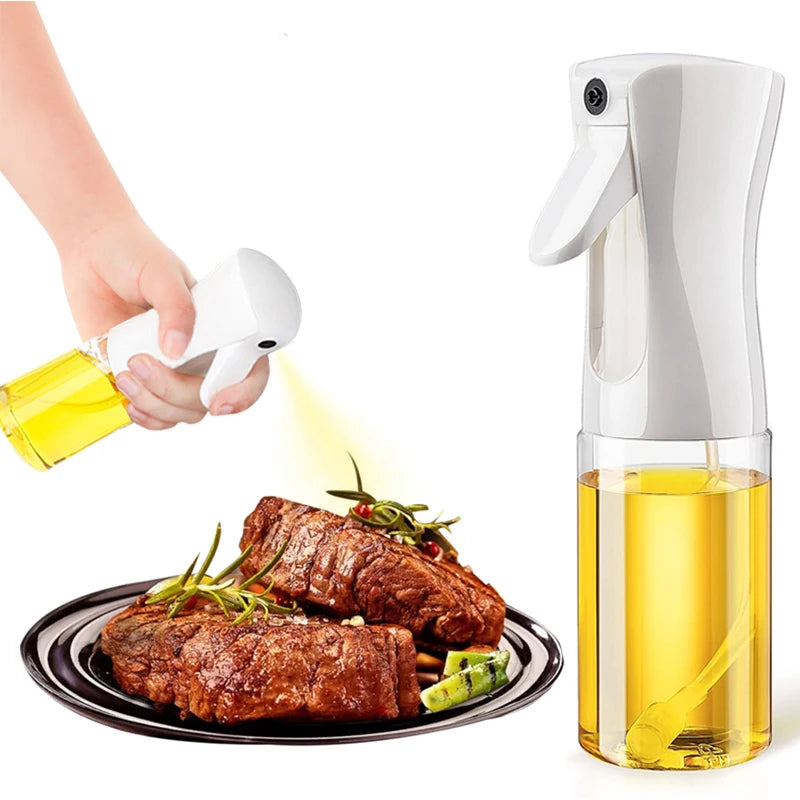 Botella pulverizadora de aceite de 200/300/500 ml para barbacoa, cocina, aceite de oliva, pulverizador de aceite de plástico para hornear, botella vacía, botella de vinagre o pincel de aceite