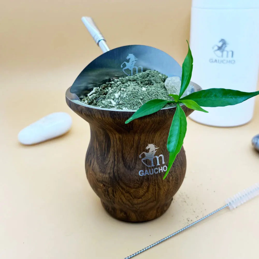 Kit de mate Gaucho con calabaza de acero inoxidable de 280 ml, aislamiento térmico, filtro extraíble, pajita, bombilla y cepillo de limpieza (venta al por mayor)