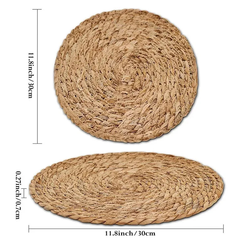 Salvamanteles de ratán tejidos a mano, manteles individuales redondos aislantes del calor, manteles individuales tejidos naturales para comedor, decoración del hogar y bodas al por mayor
