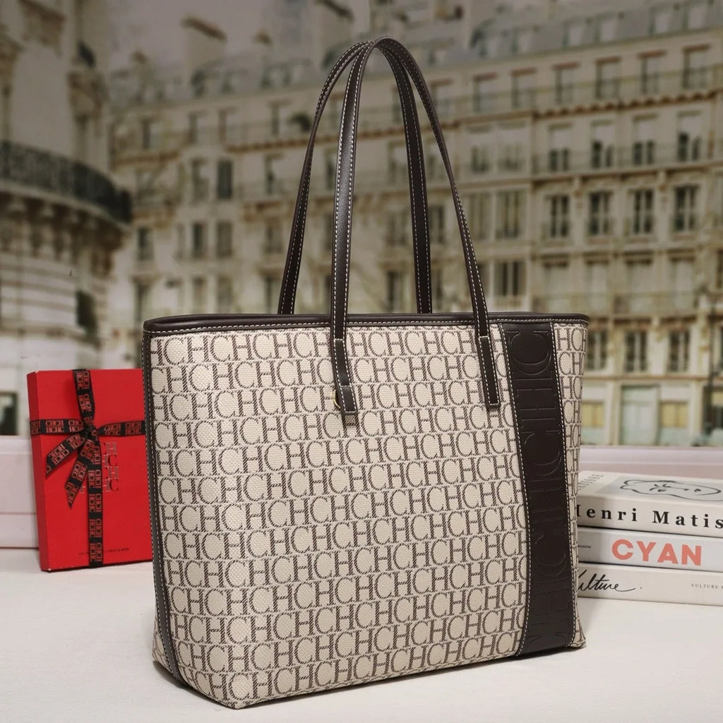 Bolso tote de moda CHHC para mujer, gran capacidad, estilo 2025, bolso de hombro de material PU, ideal para uso diario y compras.