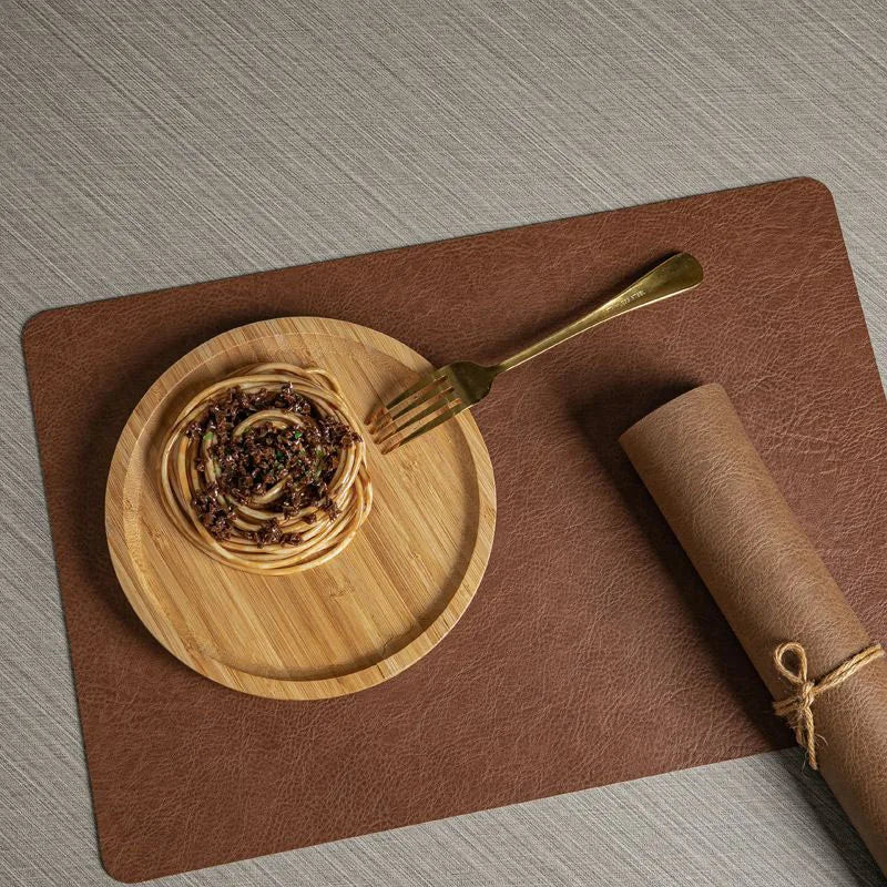 Manteles individuales de cuero de doble cara para cocina, manteles individuales resistentes al calor para mesa de comedor, posavasos, escurridor de platos