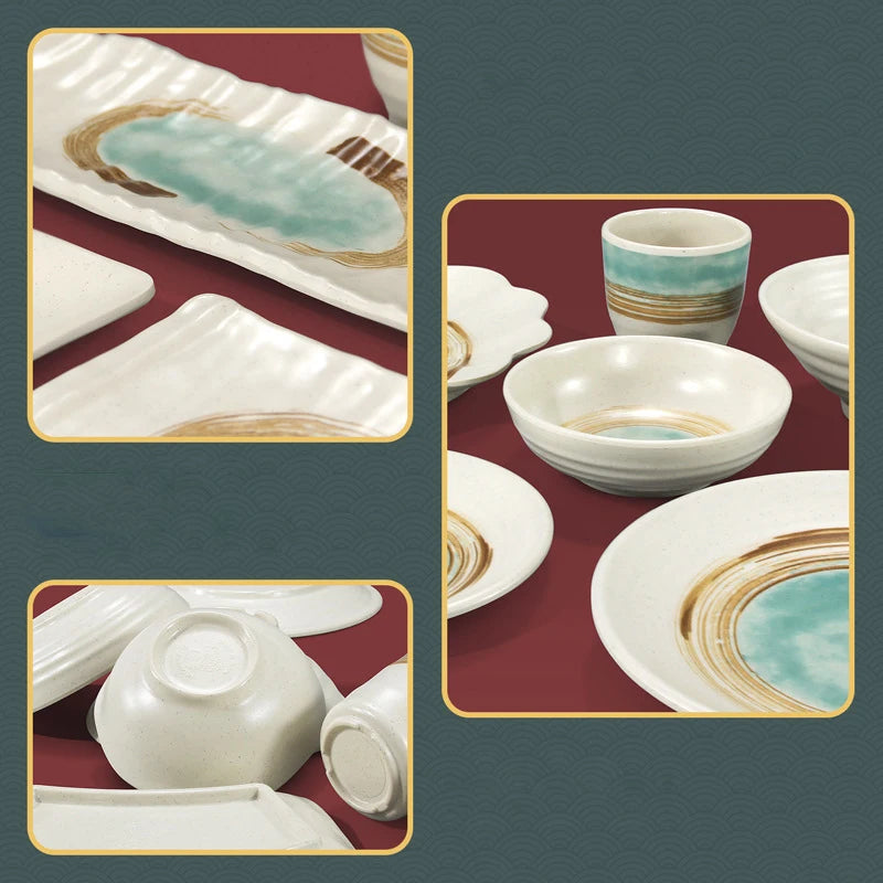 Juego de platos planos de melamina, bandeja comercial para comida rápida, plato plano para sushi y filete de restaurante, estilo palacio, vajilla irrompible
