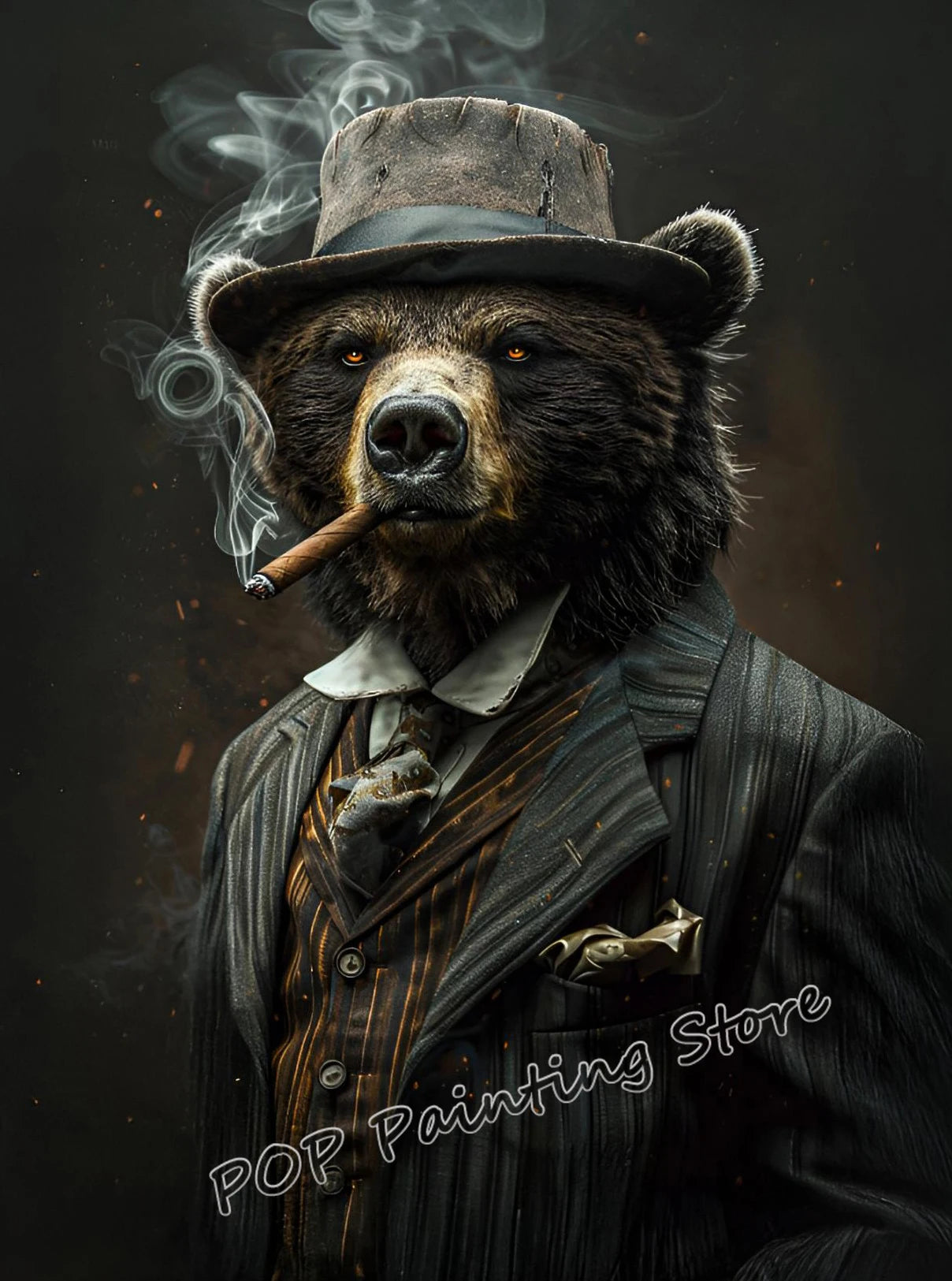 Cuadro decorativo de animales renacentistas: Oso panda caballero con atuendo victoriano. Arte mural retro con animales divertidos. Regalo ideal para la decoración del hogar.