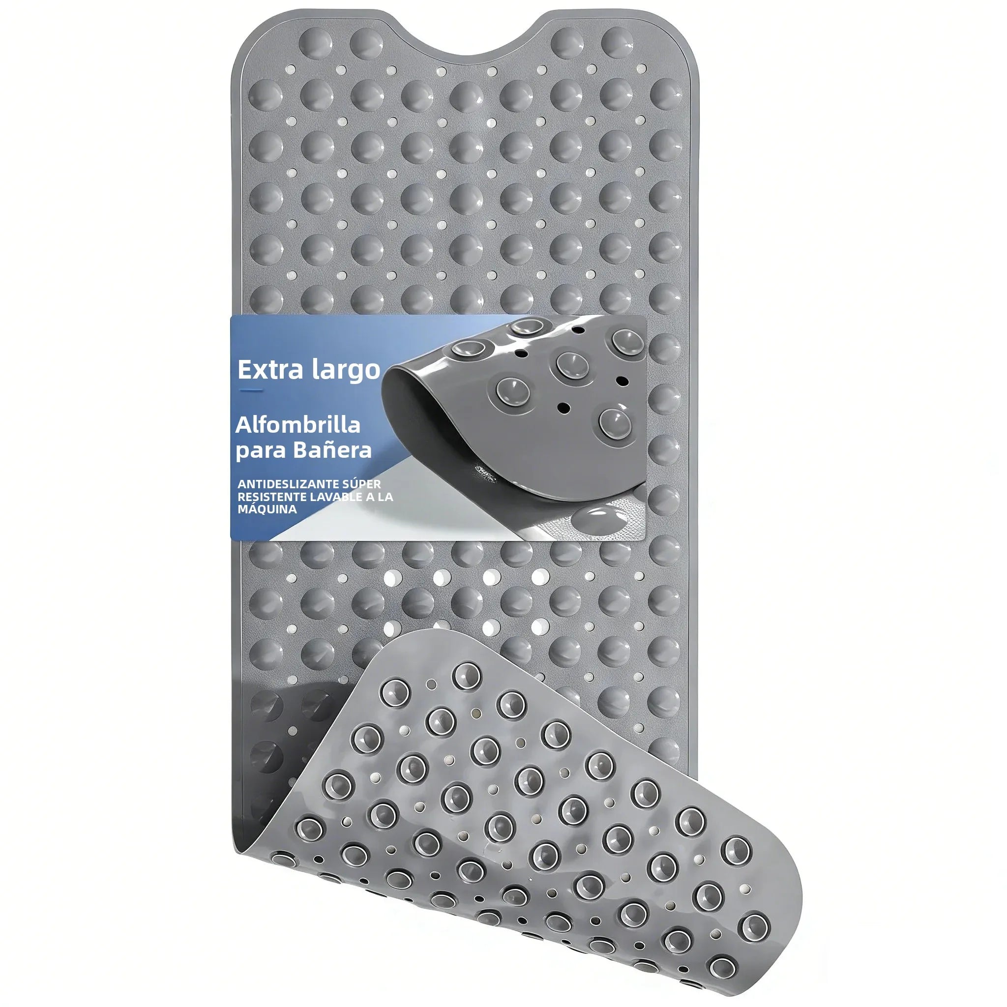 Alfombrillas para bañera y ducha, extralargas antideslizantes de 40 x 16 pulgadas con orificios de drenaje y ventosas, alfombrilla para baño.