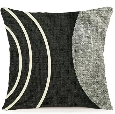Funda de almohada negra con estampado geométrico para decoración del hogar, adecuada para sofá de oficina, sala de estar, jardín o coche.
