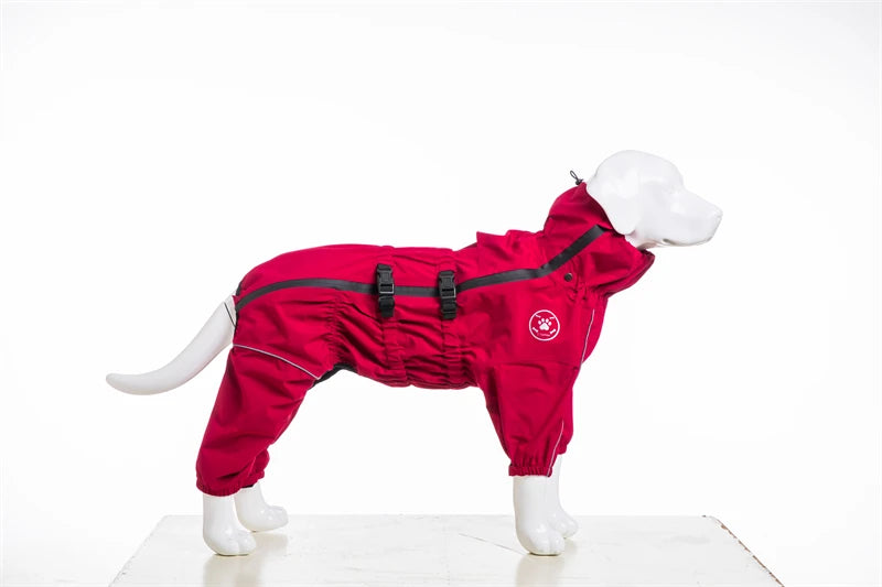 Chaqueta impermeable para perros, abrigo reflectante para la lluvia, monos y enterizos rojos para perros, impermeable de otoño e invierno para perros grandes.