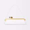Bolso de mano largo con correa de hombro extraíble, bolso baguette de moda para mujer, bolso de mano de lujo de diseñador con clip para mujer.