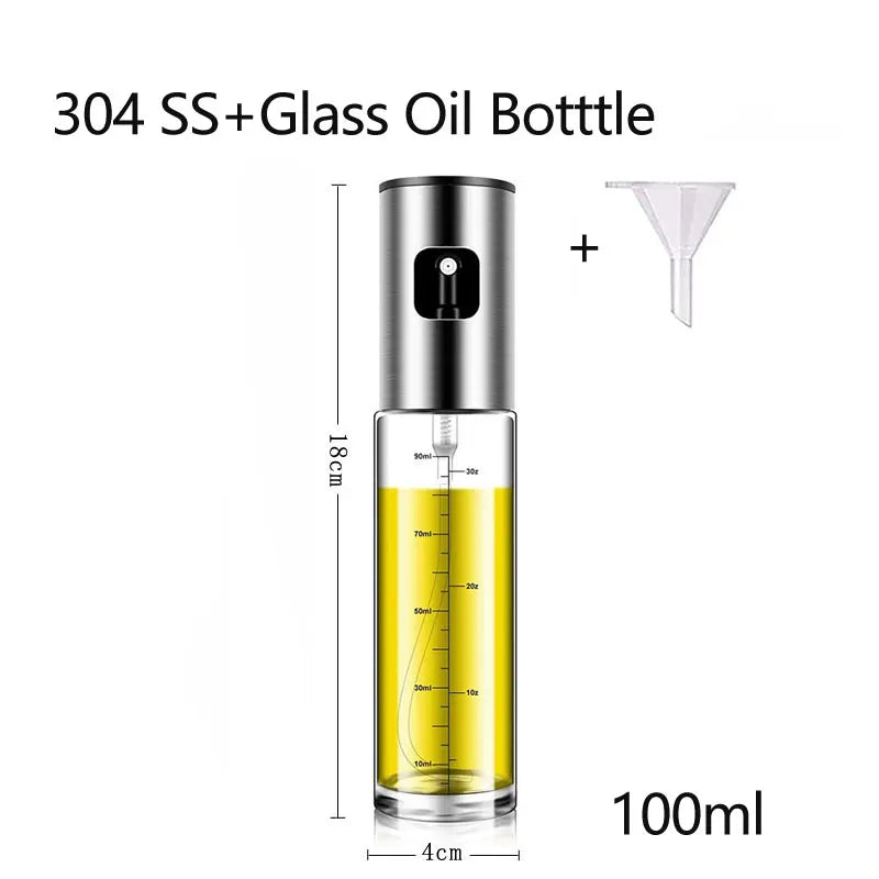 Dispensador de aceite de oliva de 100 ml. Botella de vidrio con pulverizador para aceite de oliva, ideal para ensaladas, barbacoas, repostería y asados. Artículos esenciales para la cocina.