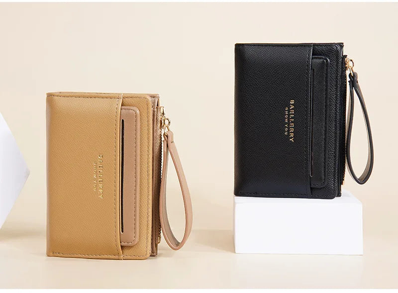 Nueva cartera para mujer con cremallera corta, elegante y de alta gama, con múltiples ranuras para tarjetas, tarjetero japonés y coreano para mujer.