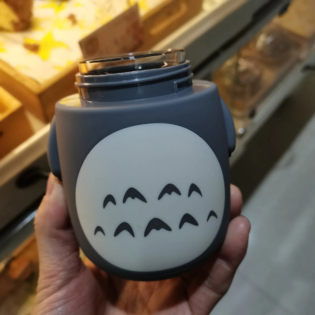 Botella de agua de vidrio con forma de Totoro de dibujos animados Kawaii para niños, a prueba de fugas, para gimnasio, viajes y deportes al aire libre.