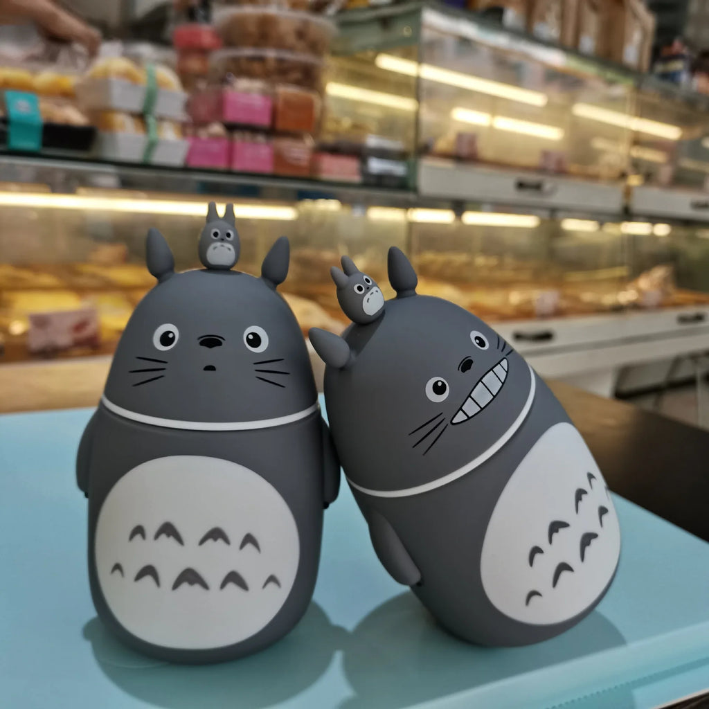 Botella de agua de vidrio con forma de Totoro de dibujos animados Kawaii para niños, a prueba de fugas, para gimnasio, viajes y deportes al aire libre.