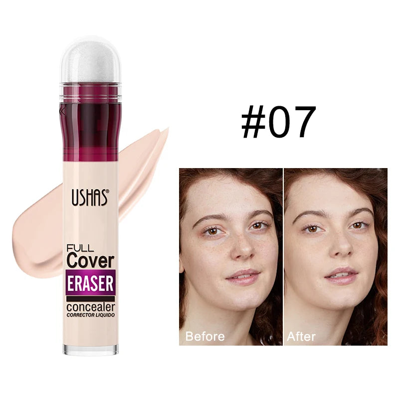Corrector con cabezal de esponja para ojeras, lágrimas, pecas, acné, pigmentación e imperfecciones, creando una piel de aspecto natural.