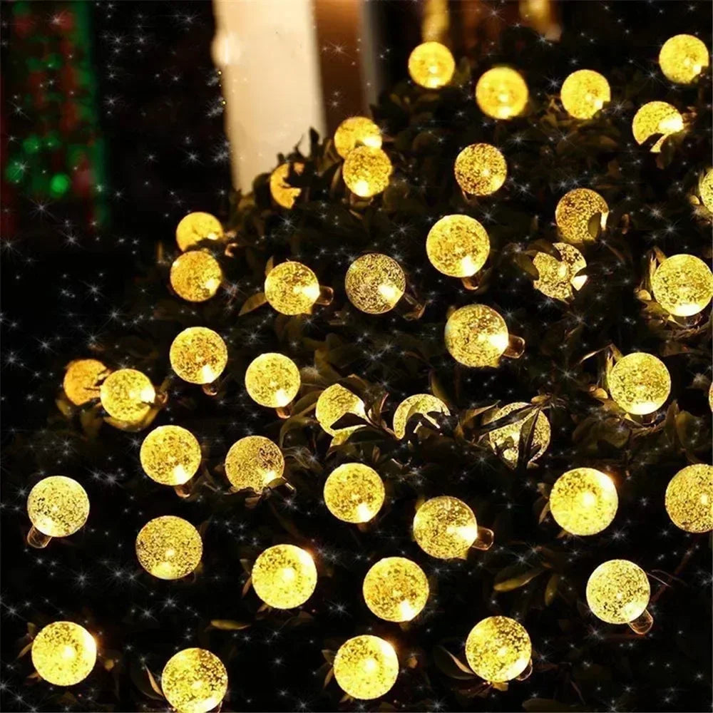 Guirnalda de luces LED solares para exteriores con globos de cristal y 8 modos de iluminación para jardín, patio, fiestas y decoración de árboles. Ramadán Kareem.
