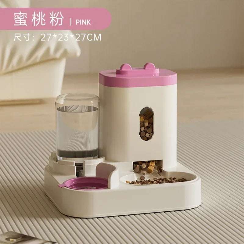 Comedero automático para perros y gatos con bebedero, dispensador de comida de gran capacidad y accesorios para cachorros y mascotas.