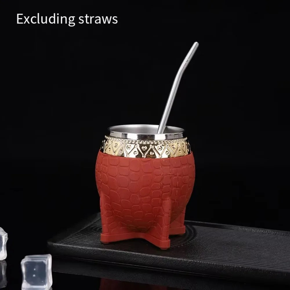Taza para mate de acero inoxidable de doble capa con aislamiento térmico