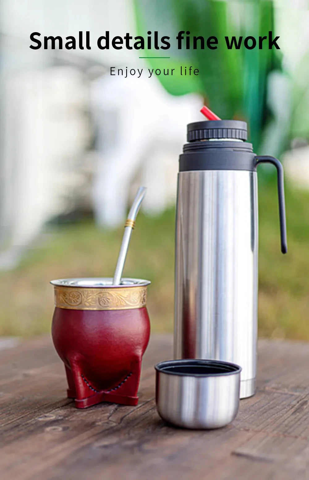 Termo de acero inoxidable para  mate, con aislamiento térmico, botella de agua argentina, gran oferta, Matero para  mate, 1000 ml