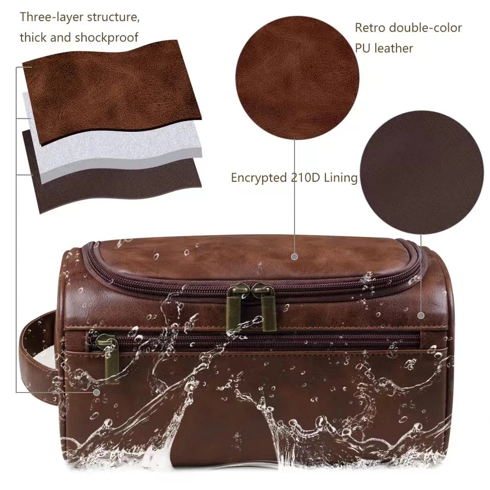 Neceser de cuero para hombre y mujer, neceser colgante para hombre, neceser de viaje, neceser grande para cosméticos.