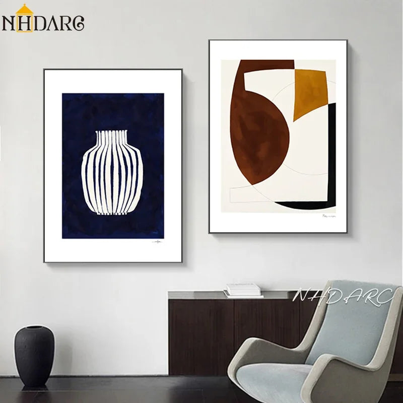 Arte mural minimalista escandinavo, moderno, retro, abstracto, lienzo HD, impresión en póster, decoración para el hogar, dormitorio, sala de estar.