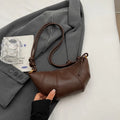 LEFTSIDE 2025 Bolso de hombro de cuero liso con empalme de color retro para mujer, bolsos y carteras de moda coreana, bolso cruzado para mujer