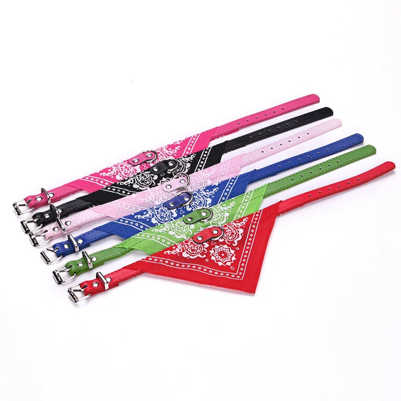 Collar PU para perros y gatos con bufanda para perros pequeños y medianos Chihuahua Corgi Cachorros Collares ajustables Suministros para mascotas accesorios para perros