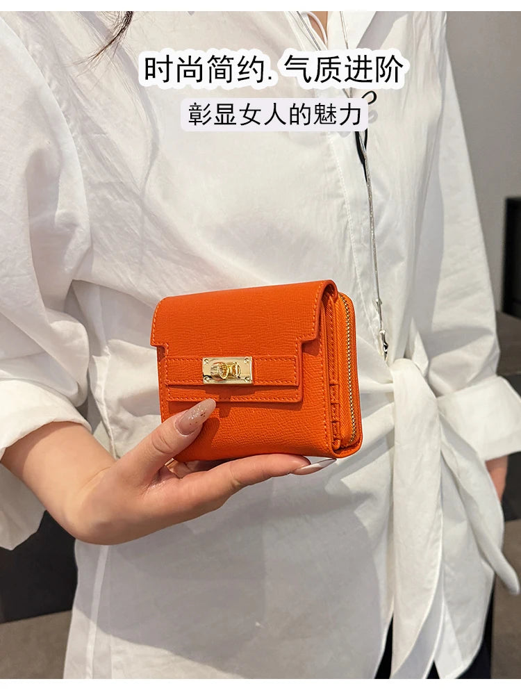 Cartera retro para mujer, gran capacidad, múltiples ranuras para tarjetas, comercio exterior, multifuncional, plegable en tres partes.