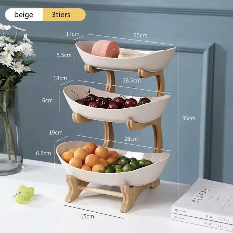 Plato de frutas de 2/3 capas para sala de estar, plato de plástico para aperitivos, cesta de frutas secas moderna y creativa, plato de dulces, soporte para pasteles, ensaladera.