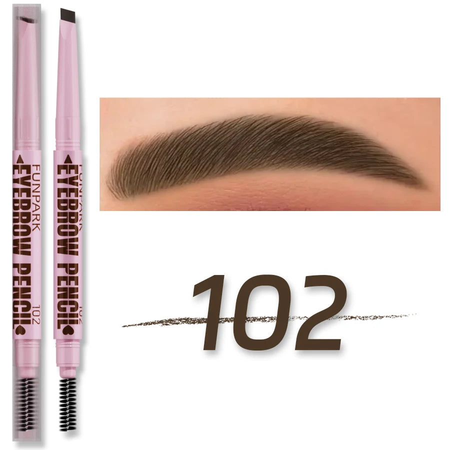 Lápiz de cejas 2 en 1, maquillaje profesional para mujer, 5 colores, resistente al agua, pincel para tatuaje de cejas, larga duración.