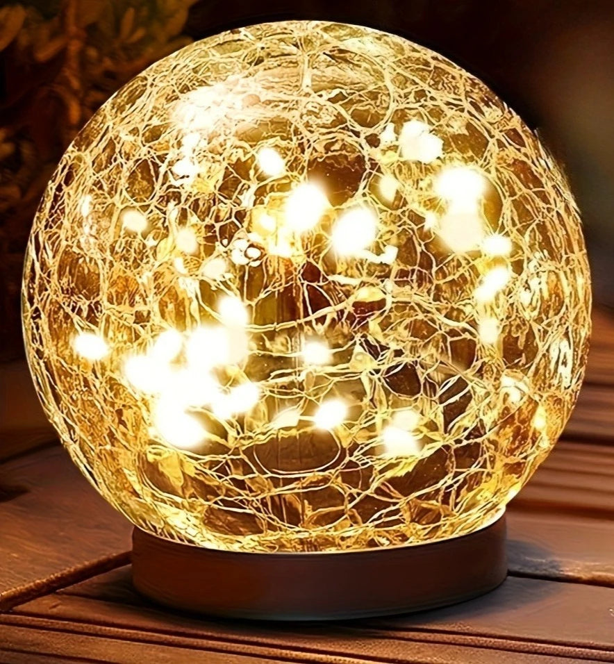 Globos solares de cristal agrietado - Luces esféricas impermeables para exteriores, ideales para la decoración de patios y jardines.